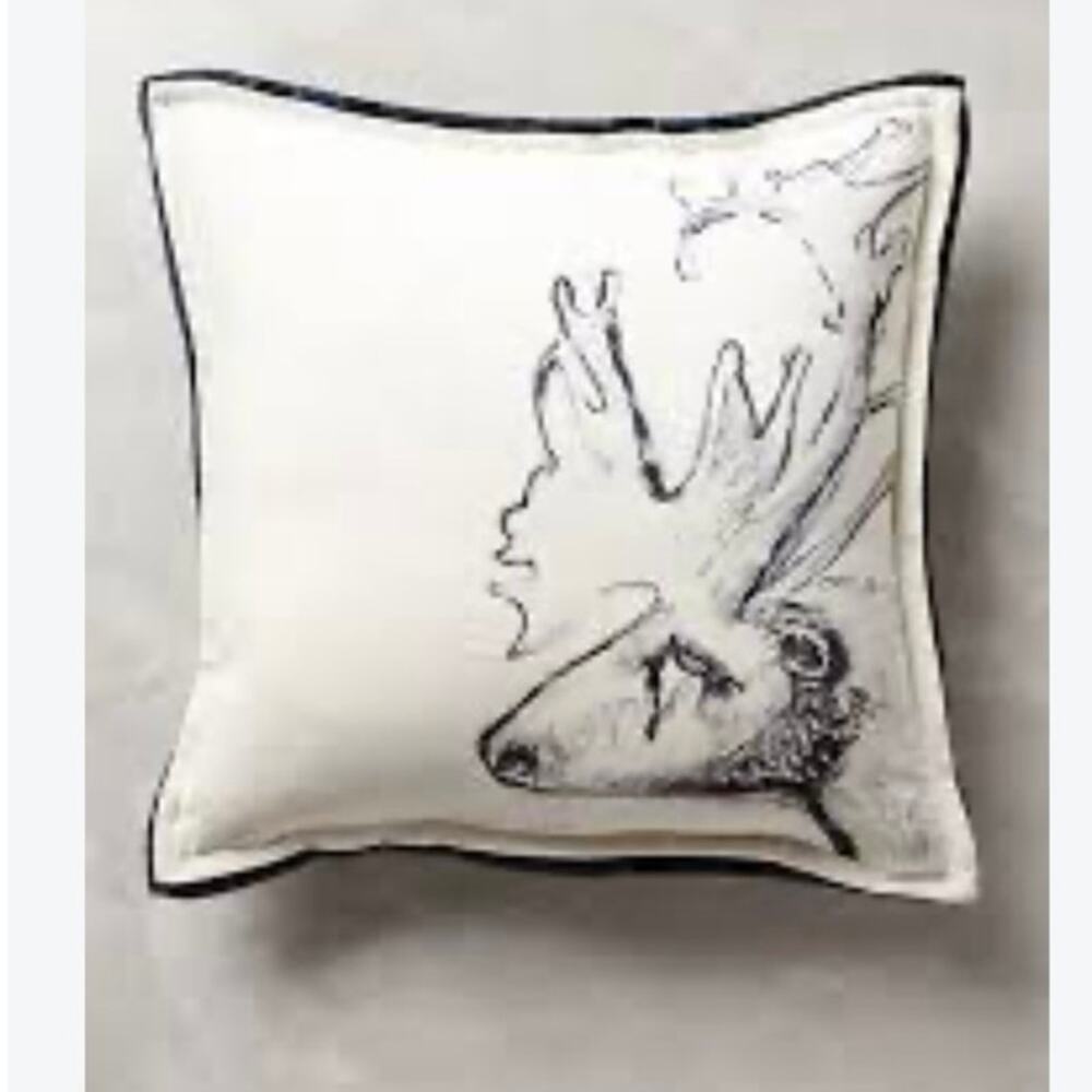 Anthropologie northwood-pillows set pair creative Growth Frann Lusson moose - Picture 2 of 16